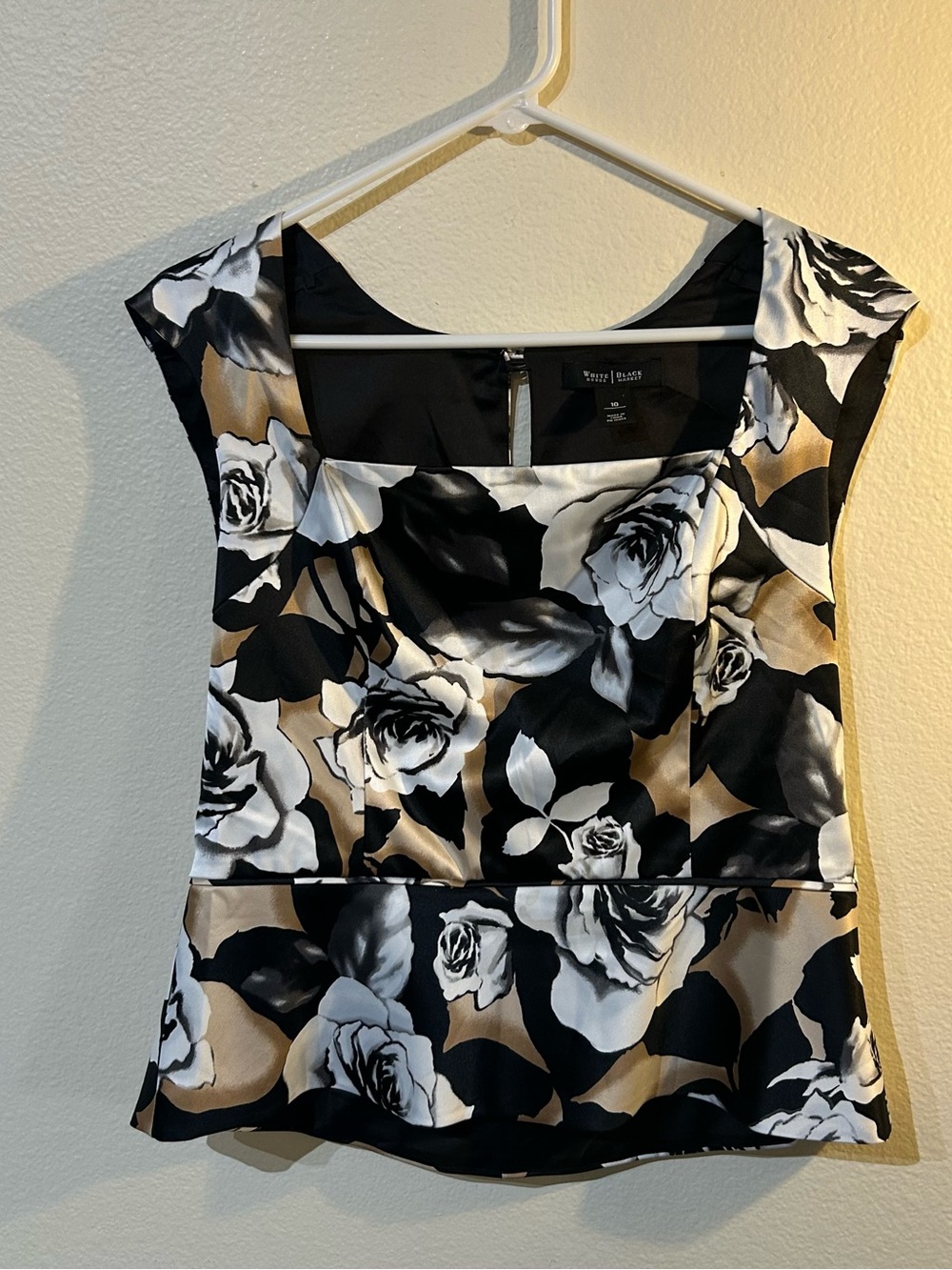 White House Black Market Floral Rose Print Peplum Top – Size 10